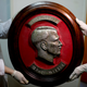 Members of the federal police show a bust relief portrait of Adolf Hitler at the Interpol headquarters in Buenos Aires, Argentina (AP Photo/Natacha Pisarenko)